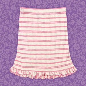 Luli Fama Pink & Cream Striped Tube Skirt with Ruffled Hem | Size XS